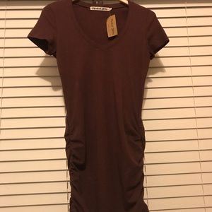 Michael Starrs V neck Ruched Side Mini